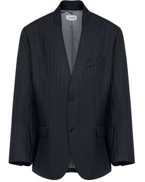 Hed Mayner Striped Two-Button Jacket - Blue