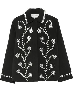 Stine Goya Eyelet-Embellished Floral-Motif Jacket - Black
