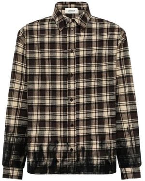 Laneus Check-Print Boxy-Fit Shirt - Black