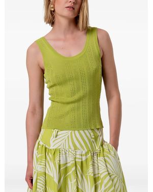 Fracomina Crystal-Embellished Ribbed Top - Green