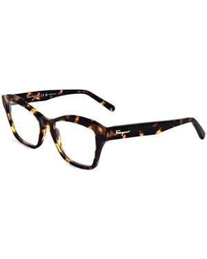 Ferragamo Tortoiseshell-Effect Geometric-Frame Glasses - Brown
