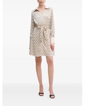 Guess Patterned Belted Mini Dress - Natural