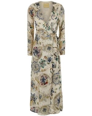 Momoní Graphic-Print Wrap Maxi Dress - White