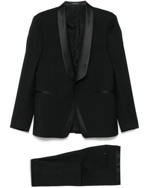 Tagliatore Satin-Trim Suit - Black