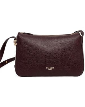 Twinset Grained Faux-Leather Shoulder Bag - Purple