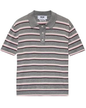MSGM Striped Polo Shirt - Grey