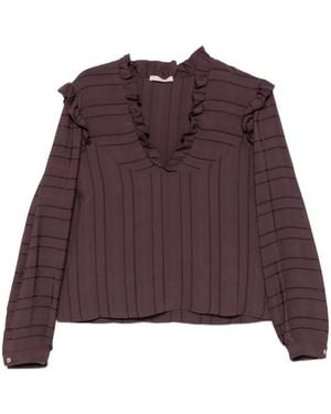 Kristina Ti Ruffled Striped Blouse - Purple