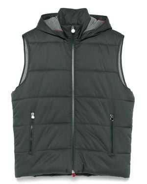 Kiton フーデッド ベスト - ブラック