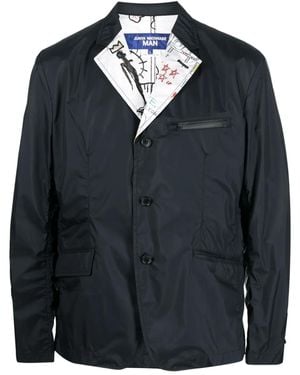 Junya Watanabe Single-Breasted Sketch-Print Blazer - Blue