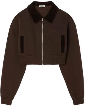 Sandro Sudadera bordada con cremallera - Marrón
