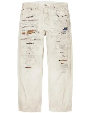 Supreme X Mm6 Maison Margiela Distressed Loose-Fit Jeans - White