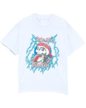 Melt Skull Graphic T-Shirt - Blue