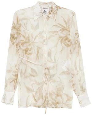 Semicouture Floral Tie-Waist Shirt - White