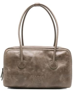 Marge Sherwood Logo-Embossed Leather Tote Bag - Grey