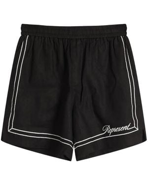 Represent Border-Detail Shorts - Black