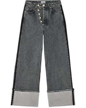 Ganni Button-Detail Jeans - Grey