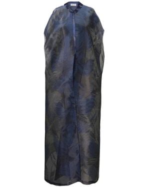 Gemy Maalouf Abstract-Print Pleated Kaftan - Blue