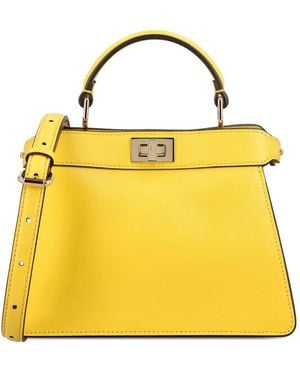 Fendi Bolso Shopper Peekaboo I See U Pequeño - Amarillo