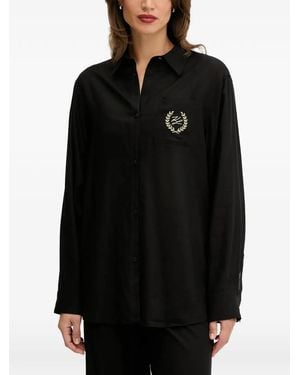 KARL LAGERFELD Embroidered-Logo Pocket Shirt - Black