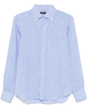 Barba Napoli Linnen Overhemd - Blauw