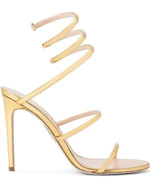 Rene Caovilla Cleo Leather Heel Sandals - Metallic
