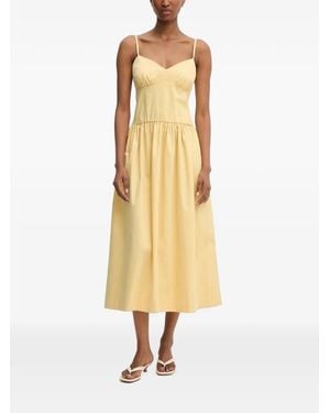 Morgan Rdady Bow-Detail Flared Cotton Midi Dress - Metallic