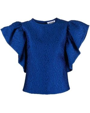 Koche Top Con Manga De Volantes - Azul