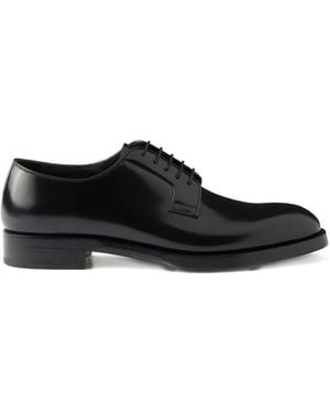 Prada Brushed Leather Lace-Up Shoes - Black