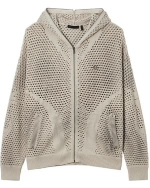 FIVE CM Open-Knit Zip-Up Hoodie - White