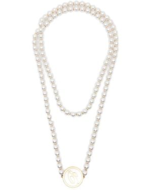 Blumarine Faux-Pearl Logo Necklace - White