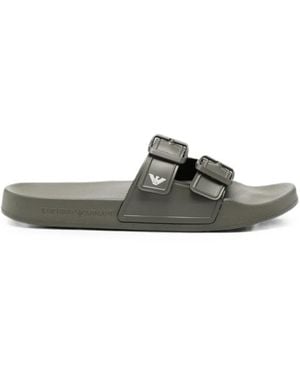 Emporio Armani Buckle-Strap Slides - Green