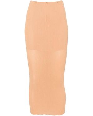 Alberta Ferretti Gerippter Midirock - Weiß