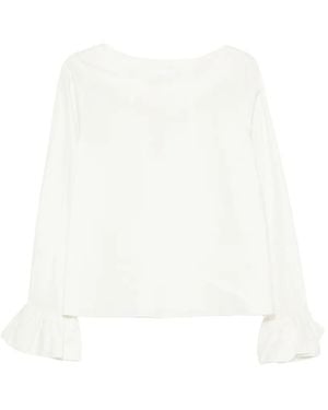 Susanne Bommer Ruffle-Cuff Boat-Neck Shirt - White