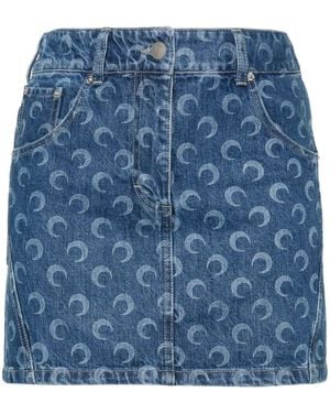 Marine Serre Denim Skirts - Blue