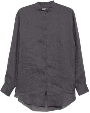 Cortana Raoul Mandarin-Collar Button-Up Shirt - Gray