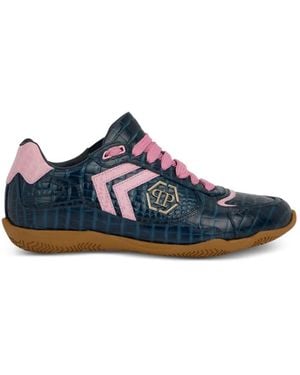 Philipp Plein Baskets Pit-$Top À Logo Imprimé Crocodile - Blue