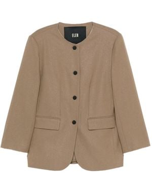 ELEH Frayed-Sleeve Blazer - Natural
