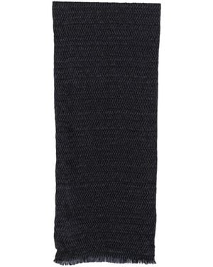 Giorgio Armani Crinkled-Finish Fringed Scarf - Black