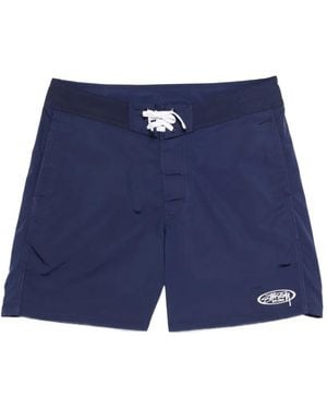 Stussy Logo-Embroidered Swim Shorts - Blue