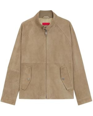 HUGO Zip-Up Suede Jacket - Natural