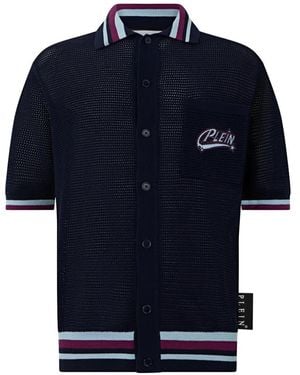 Philipp Plein Polo À Patch Logo - Bleu