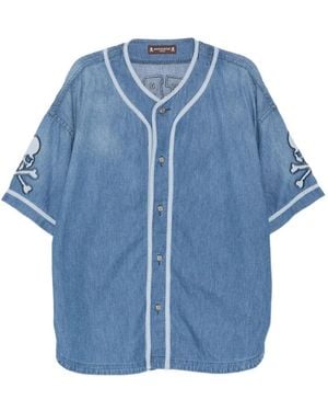 Mastermind Japan Logo-Patched Paneled Shirt - Blue
