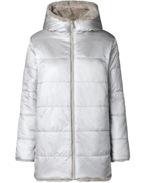 Save The Duck Hooded Quilted Faux-Fur Coat - Grey