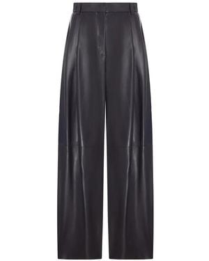 Giorgio Armani Pleated Leather Pants - Blue