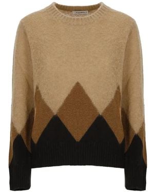 Kangra Argyle Metallic-Thread Sweater - Natural