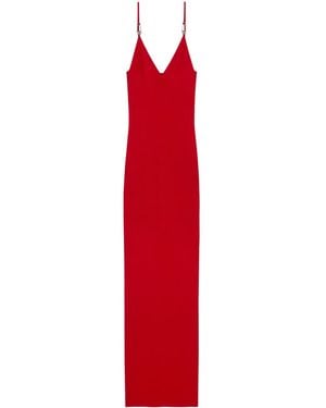 Versace Stretch Viscose Knit Midi Dress - Red