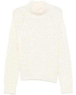 SERGIO MORETTI FIRENZE Cable-Knit Turtleneck Jumper - White