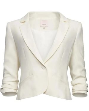 Cinq À Sept Blazer Le Petit Khloe De Manga Fruncida - Blanco