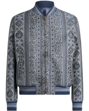 Etro Floral Jacquard Bomber Jacket - Blue