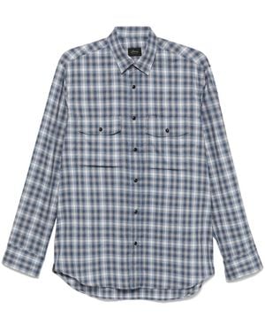 Brioni Check-Pattern Shirt - Blue